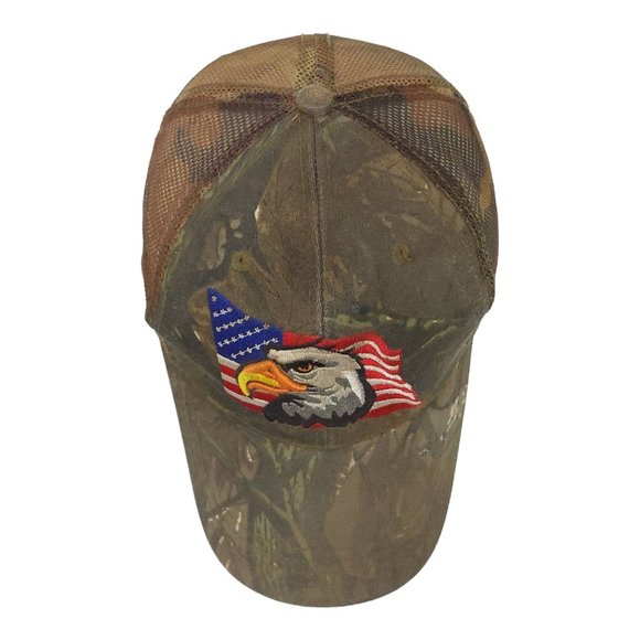 Vintage Camouflage Eagle Flag 3D Patch Mesh Snapback Trucker Hat Baseball Cap - Picture 5 of 12